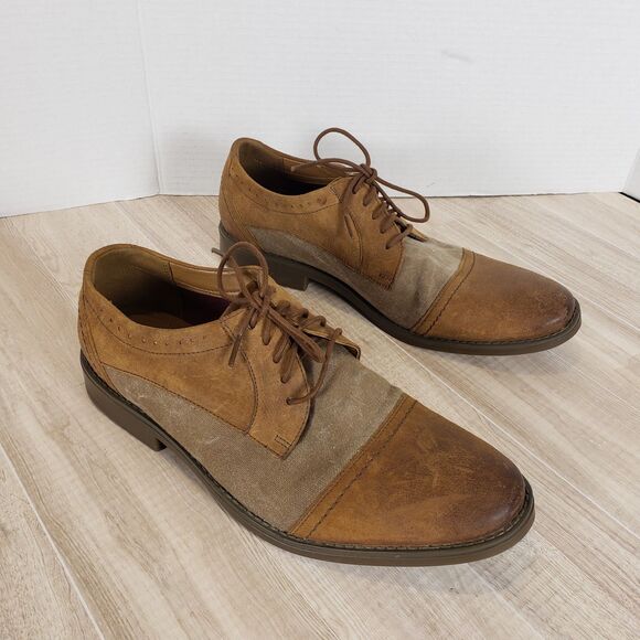 CLARKS Garren Mens Cap Toe Oxfords Lace Up Leather Fabric Brown size 10.5 main image 4
